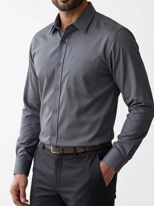 Camisa de Vestir Lisa Manga Larga