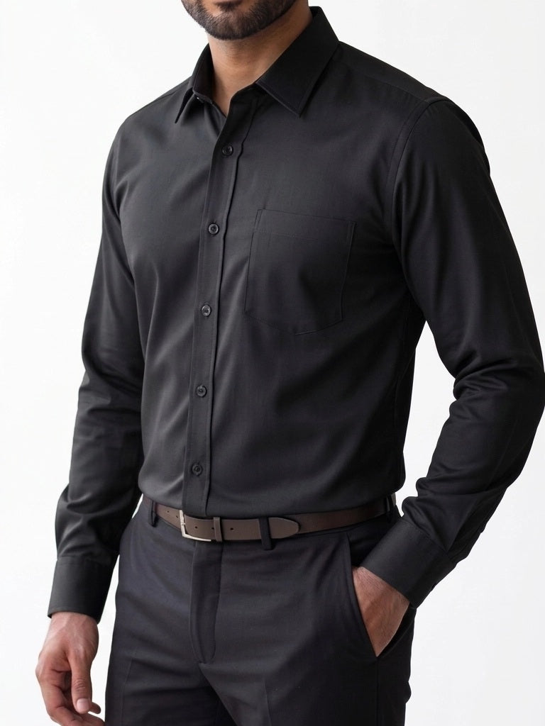 Camisa de Vestir Lisa Manga Larga